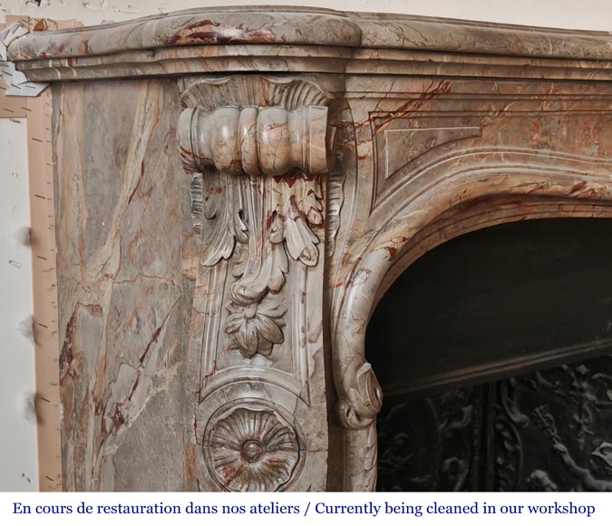 Cheminée de style Louis XV en marbre Sarrancolin-4
