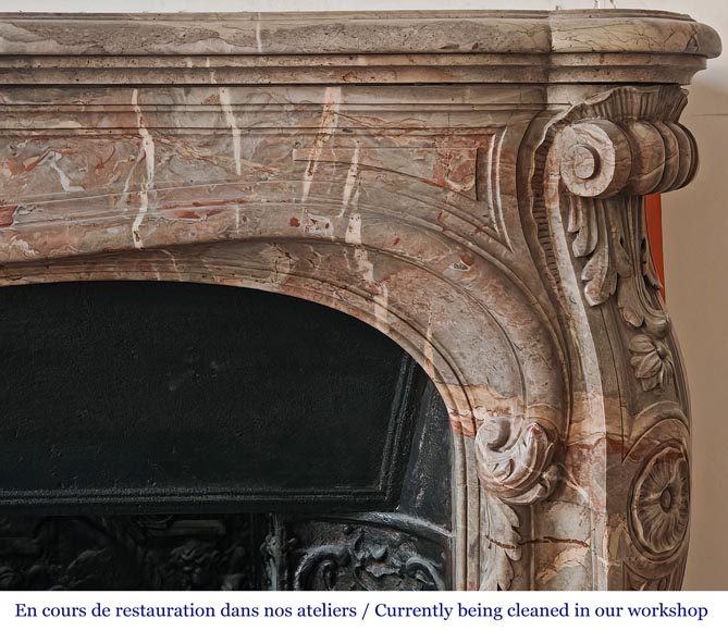 Cheminée de style Louis XV en marbre Sarrancolin-8