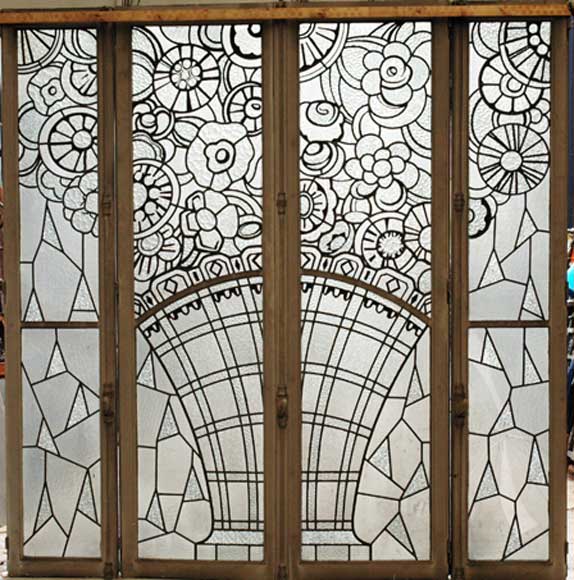 Grande fenêtre à vitraux Art Déco Civil et historique