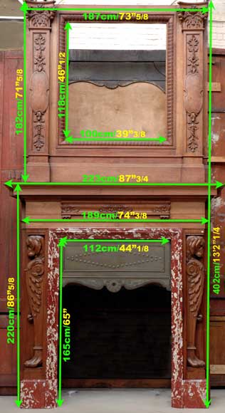 Cheminée et trumeau en acajou sculpté-18