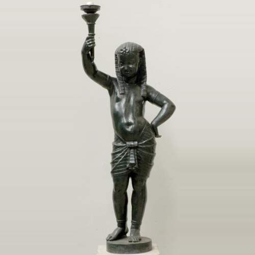 Torchère en fonte à la jeune fille égyptienne