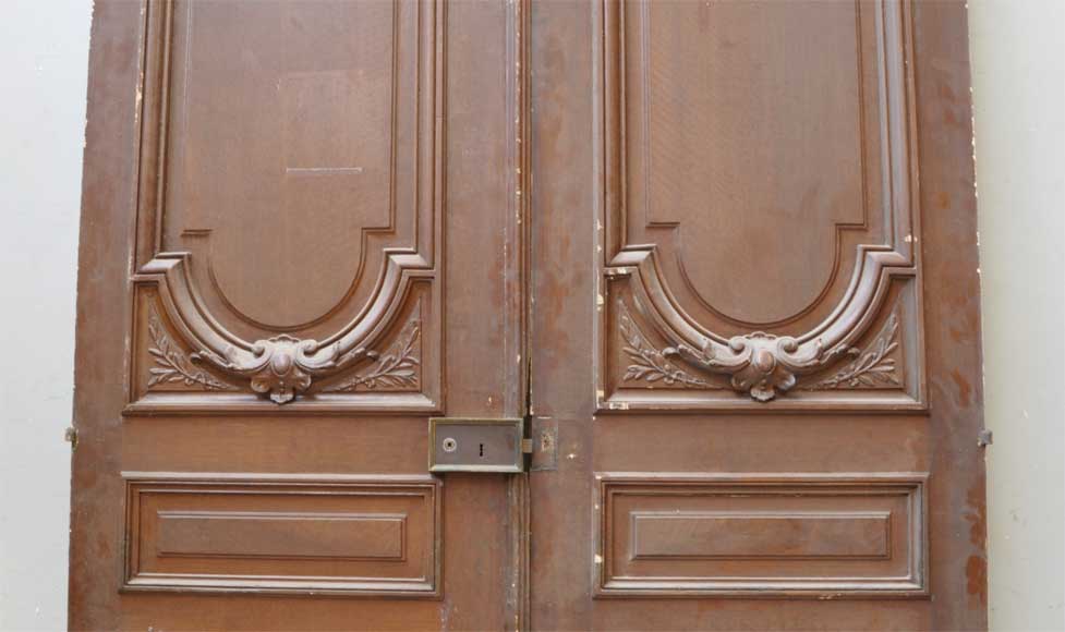 Paire de portes ancienne en bois et en stuc-1