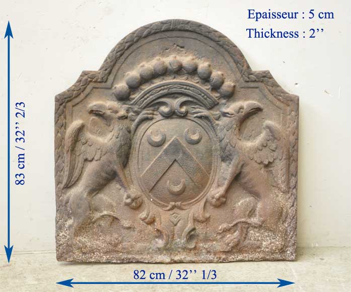Plaque de cheminée ancienne aux armes de la famille Gaullier de la Selle-6