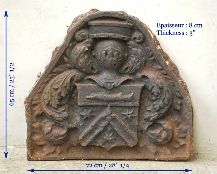 Plaque de cheminée ancienne aux armes de la famille Brétel de Grémonville-6